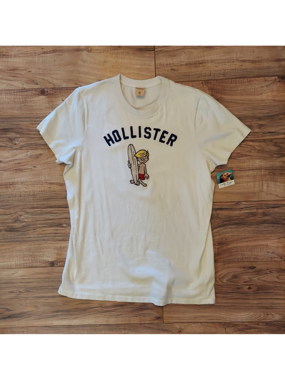 Hollister California Men’s XL White Surfer Boy Logo Surf Graphic Cotton Tee